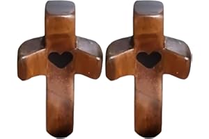 LINSITION Carved Wooden Cross Cr-OSS My Heart Olive Wood Motivational Worry Stone Cross Ergonomic Comfort & Prayer Cross for Your Pocket or on the Go