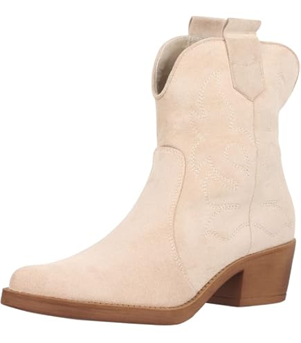 Damen Western Stiefeletten Wildleder Beige - Nieder Produktbild-Vorschau 9