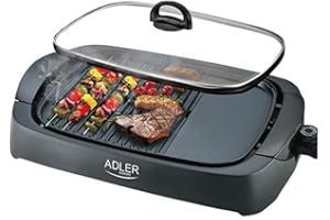 ADLER Electric Grill Plate for Table Grill with Lid 6610 3000 W