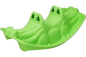 Ondis24 Krokodil Wippe für Kinder – robuste Kinderwippe für draußen, 3-Sitzer bis 150 kg – ergonomische Griffe, wetterfestes Kunststoff Wipp-Tier, Gartenspielzeug ab 2 Jahren, Outdoor Wippe