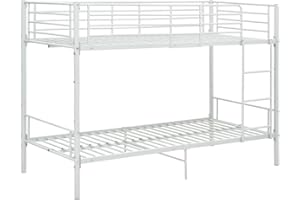 KOIECETA Litera de metal para niños, 90 x 200 cm, color blanco