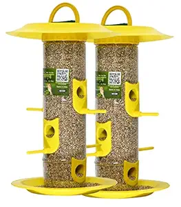 Skybeings Balcony Bird Feeder with Hut Large 2 Pieces_Yellow