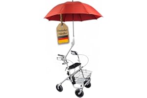 ‎FABACARE FabaCare Rollatorschirm Protektor, Schirm für Rollatoren, Regenschirm mit Halterung, Rot