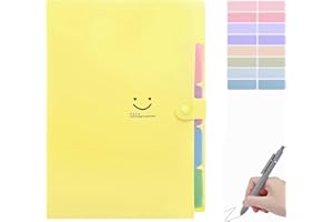 VOMKELA Fächermappe A4,Mappe Mit 7 Fächern,Dokumentenmappe A4 Mit Etiketten,Ordnungsmappe Mappen Ordnersystem,Document Organizer Für Zuhause,Büro,Schule (Fächermappe yellow)