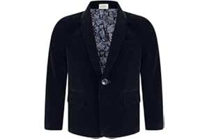GUM & BERRIES Boys Velvet Blazer Kid Suit Jacket Paisley Lining Smart Casual Formal Coat