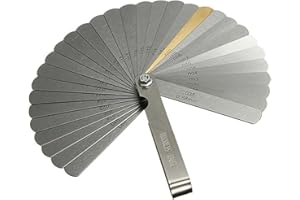 ZIRANEE Spessimetro,32 Lame Spessimetro in Acciaio Strumento per Misurazione Distanza tra Le Candele Distanza Metrica e Imperiale con Doppia Marcatura