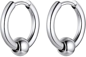 GoldChic Jewelry Huggie Earrings For Men, 316L Stainless Steel Unisex Stylish Spike Earring Studs, Small Hoop Punk Ear Jewellery For Hip Hop Rapper