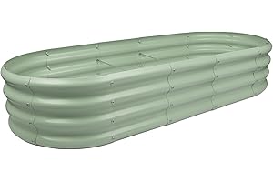 Harbour Housewares Raised Garden Bed - Green - 180 x 90cm - Rounded - Bottomless Metal Raised Bed Galvanised Steel Planter Box for Growing Outdoor Plants, Vegetables, Flowers and Herbs