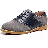 Acento irlandés Shenn Chicos Niños Vestir Uniforme Acento Irlandés Colegio Ante Cuero Oxfords Zapatos (Gris, Pequeño Niño EU29)