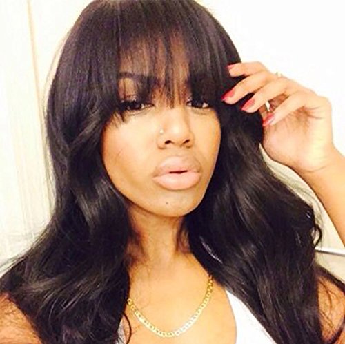 BeautyWig 19" Mujer Pelucas Largo Ola Cabello Alto Temperatura Fibra Sintético Peluca Con Golpes Natural Negro Color para Cosplay Fiesta 215g