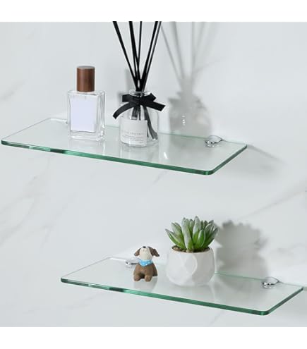 JQK Bathroom Glass Shelf, Tempered Glass Shower Storage 8 - View #2