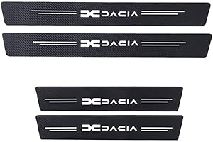 SWTKO 4 Pièces Voiture Fibre Carbone Seuils de Porte Plaques, pour Dacia Spring Lodgy Dokker Duster Logan Sandero Stepway Voitures Protection Pédale Style Accessoire