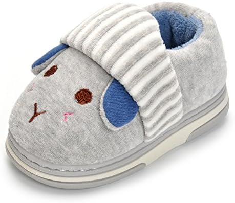 ESTAMICO Toddler Boys Girls Anti-Slip Rubber Sole Winter Rabbit Slippers Warm Home Shoes Gray UK 6-7