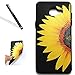 Produktbild Galaxy A5 2016 Hülle,3D Relief Hülle für Samsung A5 2016,Leeook Cool Retro Kreative Schön Schwarz Gelb Sonnenblume Blumen Floral Blumen Gemalt Muster Entwurf Weich Soft Zurück Back Soft TPU Silikon Gel Schutzhülle Handy Gürtel Tasche Schutzhülle Hülle Fall-Abdeckung Etui TPU Bumper Kratzfeste Scratch-Resistant Schale Case Cover für Samsung Galaxy A5 2016 + 1 x Schwarz Eingabestift-Yellow Sunflower Flower