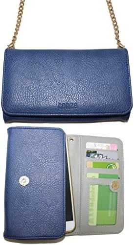 Conze Fashion Cell Phone Carrying Small Bag with Cross Body Strap fits Archos 50 Saphir/Graphite/55 Graphite/55b Cobalt/50b Cobalt,Asus Zenfone Go ZB500KL(T500,ZB450KL,ZB452KG,ZB551KL) in Blue