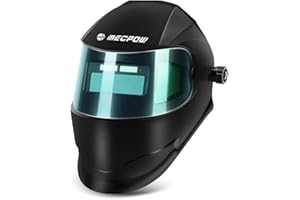 Mecpow Casco per saldatura automatico, completamente automatico, oscurante, con angolo di visione di 180°, bottoni a fascia, a energia solare, nero, per taglio del bastone TIG MIG (Nero)