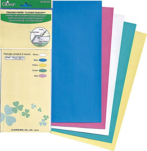 Clover 434 Pauspapier, 5 Bögen 30 x 25 cm, farbig sortiert