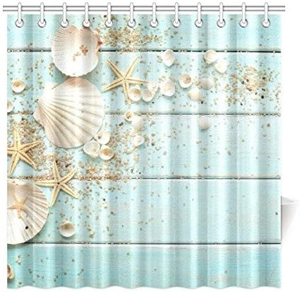 Waterproof Polyester Fabric Bathroom Shower Curtain, Qile Mildew-Resistant Anti-Bacterial 3D Digital Printing Pattern Shower Curtains with 12 Ring Hooks, 180 x180cm