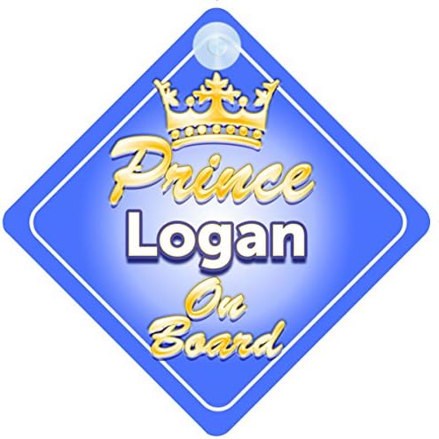 Crown Prince Logan On Board Personalised Baby / Child Boys Car Sign