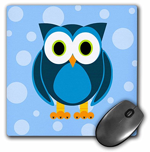3dRose LLC 8 x 8 x 0.25 Inches Mouse Pad, Cute Owl on Light Blue Background (mp_6312_1)