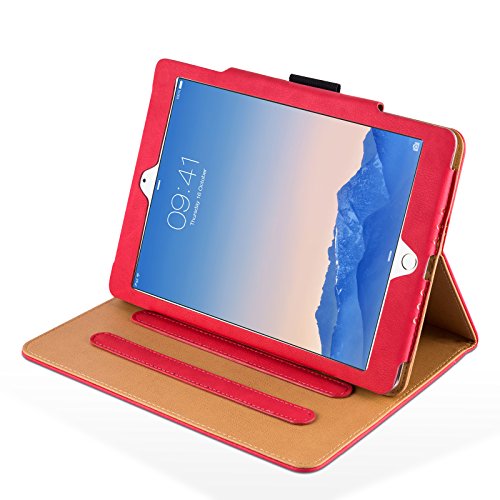 iPad Air, Air 2 & iPad 9.7″ 2017 Hülle – JAMMYLIZARD Ledertasche Smart Cover mit Standfuktion für iPad Air (5. & 6. Generation) & iPad 9.7″ 2017, ROT & HONIG, [MIT STIFT & STIFT-HALTER] - 3
