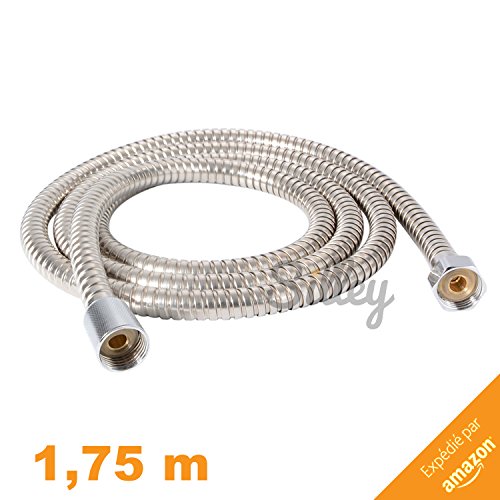 Silley® Brauseschlauch von 1,75 Meter lang? Universal verdrehgesichert flexibler Schlauch - Chrom-Silber aus Edelstahl