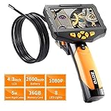 [2600mah Eingebauter Akku] Große Akku-Kapazität und USB-Akku. Das Endoskop kann bis zu 4,5 Stunden arbeiten. Betriebstemperatur: 0° bis 45°C (332° bis 113°F).