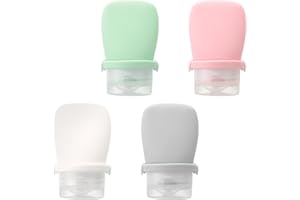 Qianyu 4 bottiglie da viaggio in silicone per articoli da toeletta portatili, piccole, vuote, a prova di perdite, ricaricabili, comprimibili, contenitori da viaggio, accessori per shampoo liquidi,