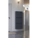 Kilitli &Uuml;&ccedil;l&uuml; Metal Ayakkabılık (Yedek Anahtarlı) (Antrasit)