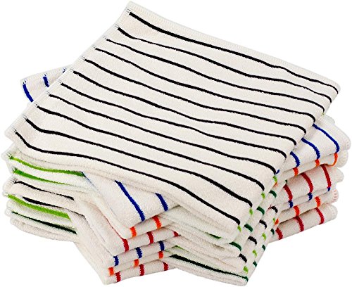 RESPEKT Mikrofaser – Tücher PLUS, 12tlg – Set in 6 Farben Das Original aus dem TV!!! weiß/gestreift - 5