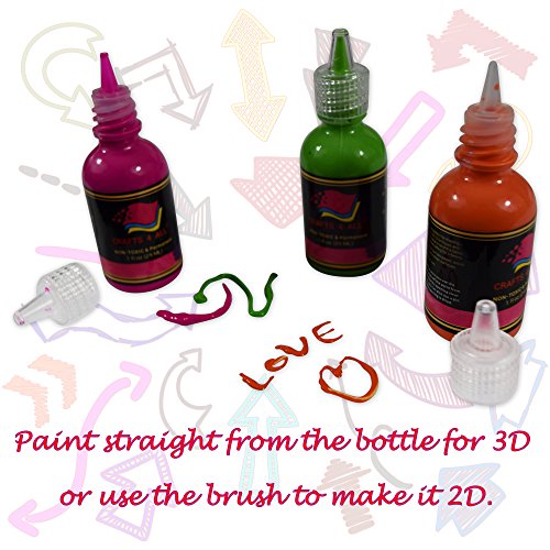 Fabric Paint 24 Farben Premium Qualität 3D permanente lebendige Farbe Textilfarben Farbstoff für Stoff, Leinwand, Holz, Keramik, Glas von Crafts 4 ALL - 4