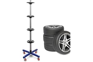 ‎BITUXX BITUXX Stabiler fahrbarer Felgenbaum Reifenwagen Felgenständer Reifenständer Radwagen bis 225mm Blau