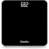 Bluefox Dijital Banyo Tartısı, 180 kg, 100 g Hassasiyet, B&uuml;y&uuml;k LED Ekran, 28&times;28 cm Temperli Cam, Step-On Bask&uuml;l &ndash; Siyah