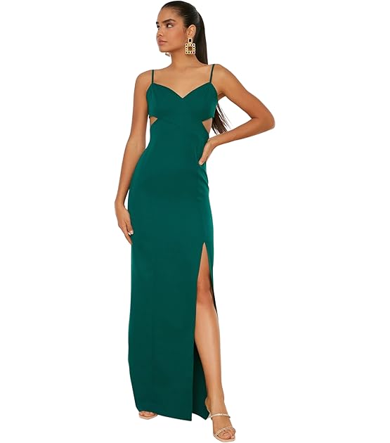 Frau Midi Shift Regular Fit Webstoff Abendkleid