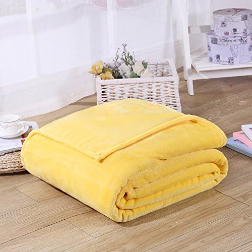 YUTIANPRO Soft Warm Rug Plush Fleece Throw Blankets, Suitable for Chair,Sofa or Bed,Yellow,180 x 200 cm (70" x 78")