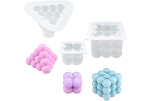SILICANDO 3 PCS Candle Moulds, Candle Mould Bubble Candle Kit, DIY Silicone Candle Wax Mould, Silicone Candle Mould for Pouring as Home Decorations, for Soap, Pudding, Cake