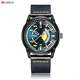 Easy Go Shopping Wasserdichte runde Kalenderuhr Neutral Leather Pop Watch (Color : 5)