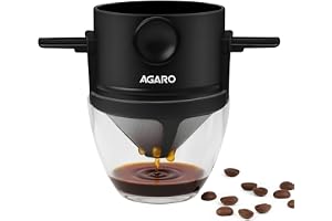 AGARO Pour Over Coffee Maker with Double Mesh Filter, Food Grade 304 Stainless Steel & Plastic Coffee Dripper, 100% Paperless, Foldable-Portable & Easy to Clean, Retains True Coffee Flavour