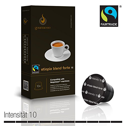 Preisvergleich Produktbild Gourmesso Etiopia Blend Forte - 10 Nespresso kompatible Kaffeekapseln - Fairtrade