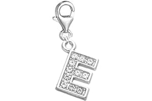 jewelleryjoy Clip On A-Z Alphabet Initial Letters Crystal Charms Pendant for Bracelet Necklace in Organza Gift Bag