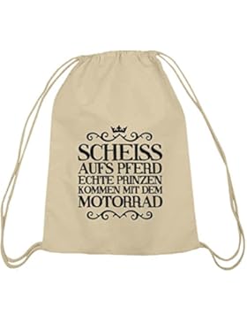 Shirtstreet24, Scheiss aufs Pferd, Motorrad Bike Baumwoll natur Turnbeutel Rucksack Sport Beutel