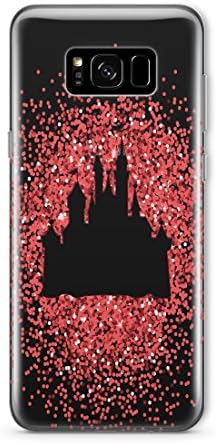 Cartoon Movie Character GLITTER Effect CLEAR TPU Phone Cover Case for Samsung Galaxy Samsung Galaxy S7 Edge / Red Disney Castle