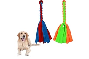 ASOCEA 2er-Pack Hundespielzeug aus Fleece-Seil für Hundejagd und Schlepper Interaktives Kauspielzeug aus Baumwolle für Haustiere Hundeleine Köder Spielzeug Flirtstangen-Ersatzspielzeug für Hunde