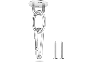 OBRJOYFLY Gancio per Soffitto Tenere Fino a 200 KG MAX, Gancio per Soffitto 304 Acciaio InossidaSoffitto Bile, Inossidabile Ancoraggio da Parete con 2 Viti per Sedia Sospesa, Yoga, Amaca, Sacco da Boxe, TRX