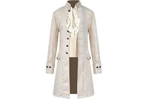 VERNASSA Steampunk Victorienne Pirate Gothique Cosplay Manteau pour Hommes Manteau Jacquard Veste Manteau Costume médiéval d'halloween, S-4XL