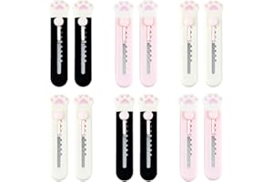 XM-ZHHY 12 Stück Brieföffner, Cuttermesser Klein, Einziehbares Universalmesser, Box Cutter Paketöffner, Cartoon Katzenpfotenform, Mini Cuttermesser, Folienmesser (Katze)