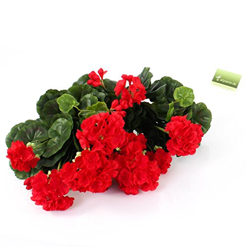 Set 2 x künstliche Geranie MIA auf Steckstab, rot, 35cm, Ø 30cm – Kunstgeranien / Kunstpflanzen Balkon – artplants - 2