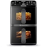 Philips 4000 Airfryer &ndash; Double Basket Vertical Air Fryer 10L, Black | Double vertical basket 5L and 5L, Rapid Air technology,