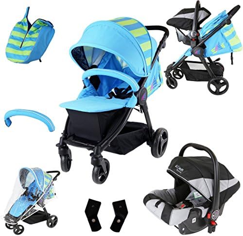 iSafe Sail Stroller - Ocean Lime Travel System Includes Carseat, Adaptors Bumper Bar Rain cover Bootcover
