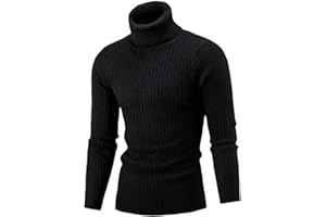 Pokem&Hent Pull à col roulé pour homme Automne/hiver Pull chaud en tricot